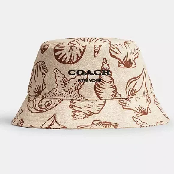 COACH BEIGE AND BROWN SEASHELL BUCKET HAT - Picture 2 of 10